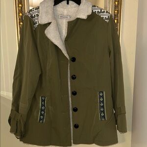MISSLOOK Green Utility Jacket with Furry Collar